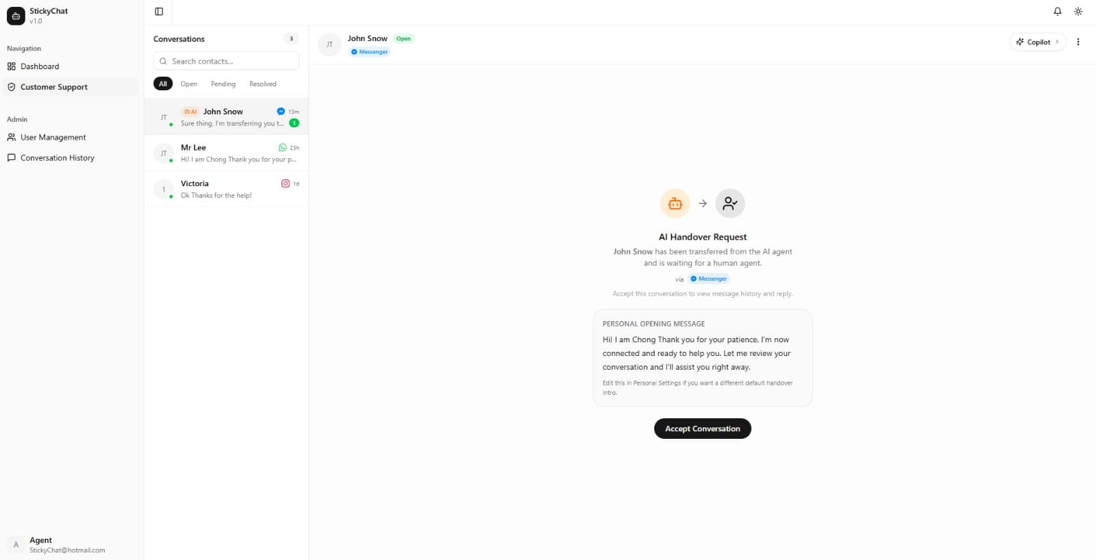 StickyChat Dashboard